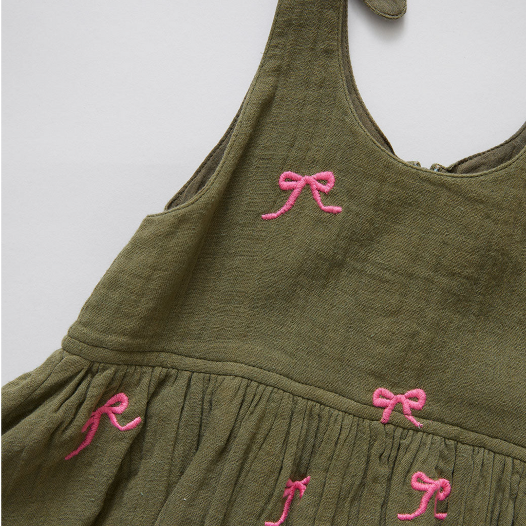 Pink Chicken - Taylor Dress in Olive Bows - Shoppe Details and Design