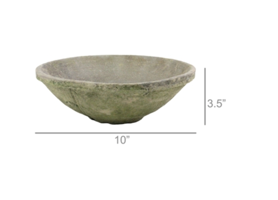 Rustic Terra Cotta Bowl - Grey Moss - Shoppe Details and Design