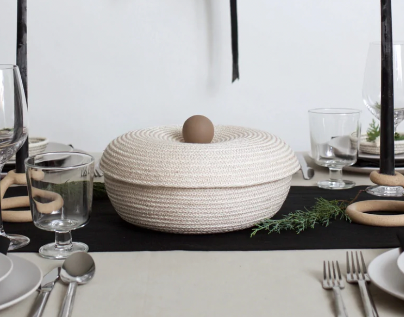 Table Basket with Knob - Taupe - Shoppe Details and Design