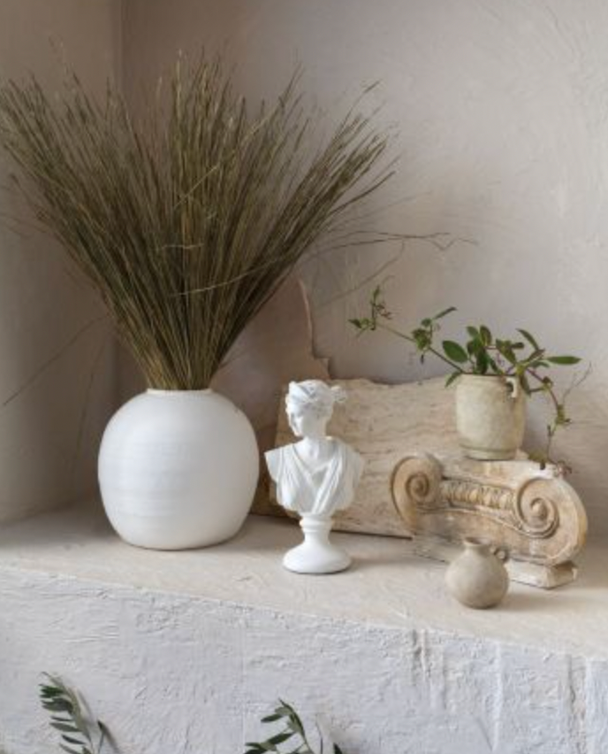 White Konos Round Cement Vase, Small