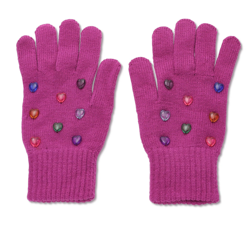 Lele Sadoughi Heart Rainbow Jelly Heart Gloves | Hand-Sewn Heart Bead Embellished Gloves | Vibrant Winter Handwear - Shoppe Details and Design