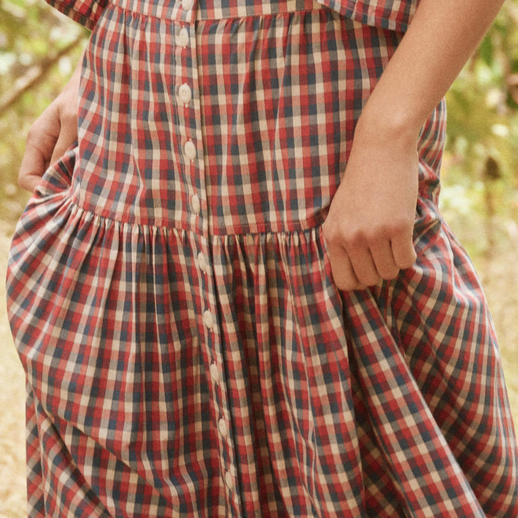 The Great Cotton Red, White, and Blue Boating Skirt in Picnic Plaid