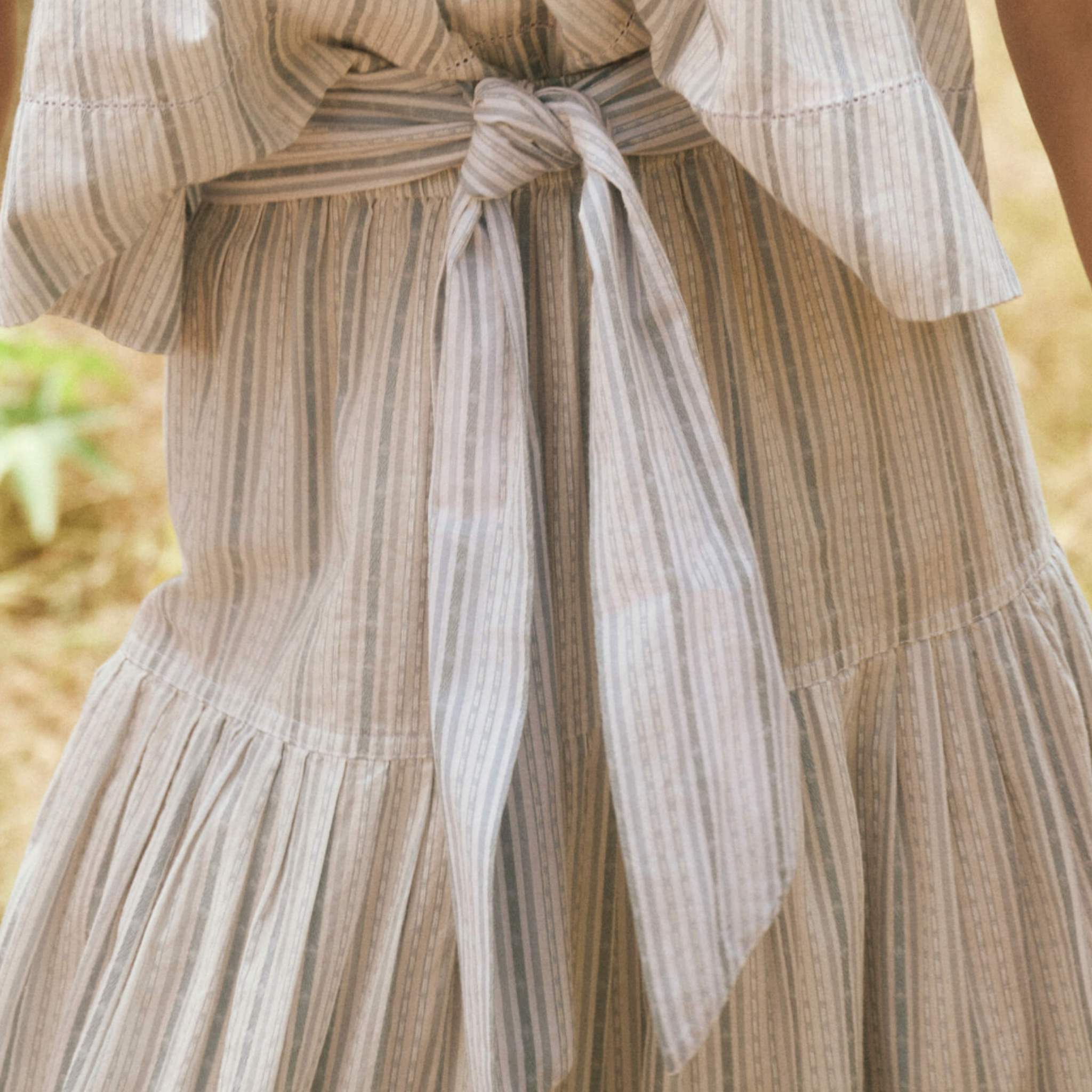 The Great 100 % Cotton Highland Skirt in Saltwater Stripe Blue and White - Shoppe Details and Design