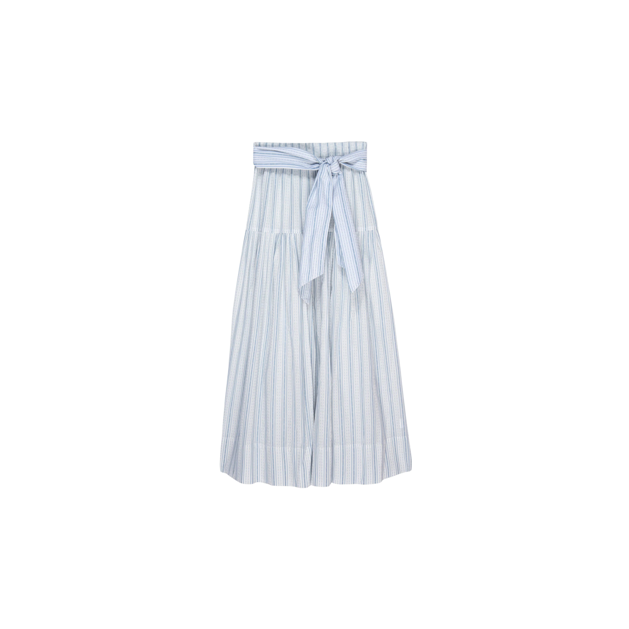 The Great 100 % Cotton Highland Skirt in Saltwater Stripe Blue and White - Shoppe Details and Design