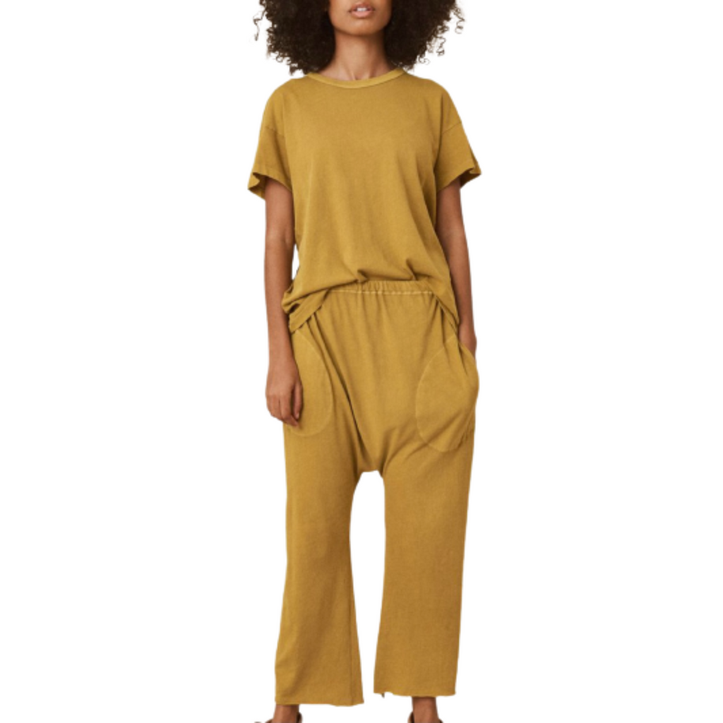 The Great Jersey Crop Pants in Citron Yellow Cotton