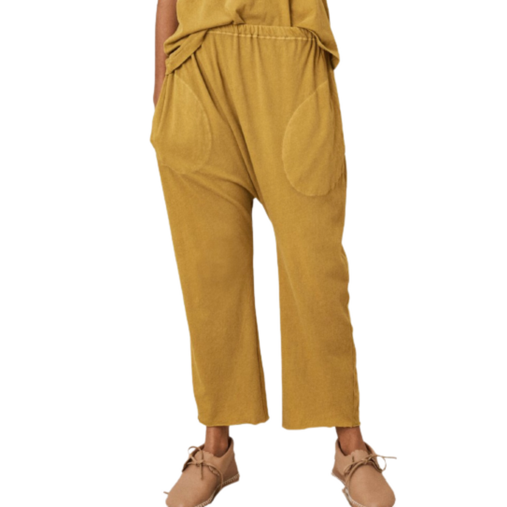 The Great Jersey Crop Pants in Citron Yellow Cotton