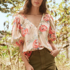 The Great Silk Bungalow Top in Echo Rose Print - Shoppe Details and Design