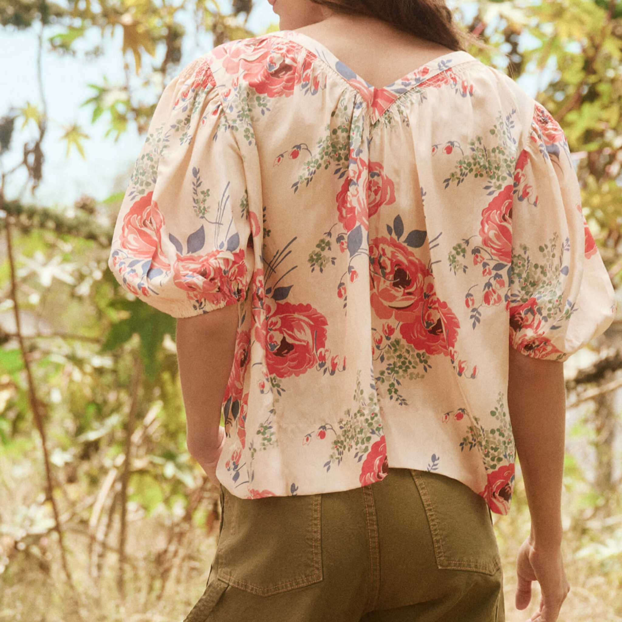 The Great Silk Bungalow Top in Echo Rose Print - Shoppe Details and Design