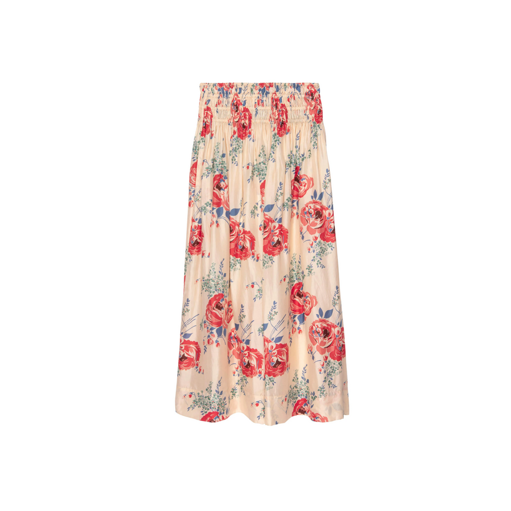 The Viola Skirt Floral - Silk long elastic waited skirt