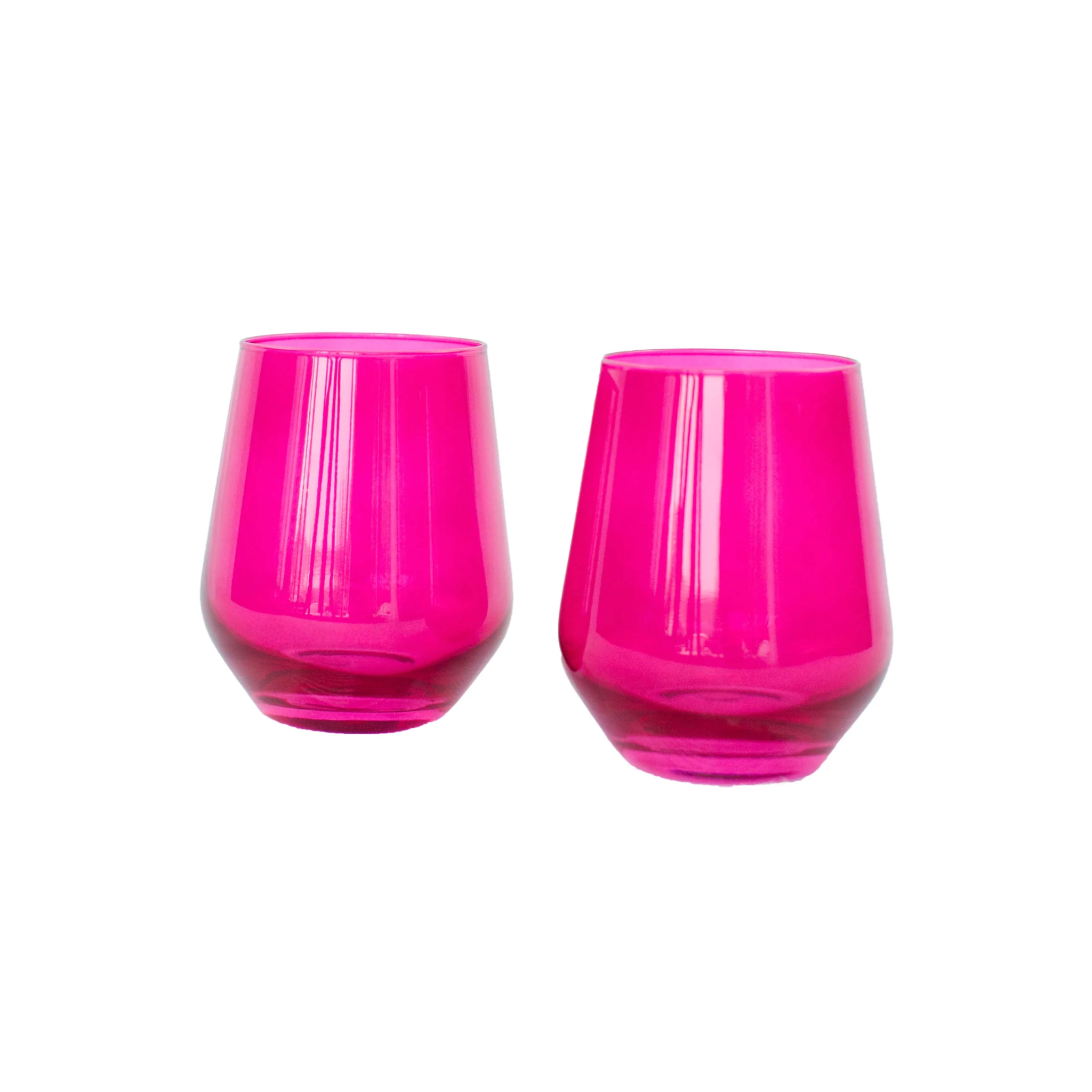 Estelle Colored Glass Fuchsia Wine Stemless - Set of 2 - Shoppe Details and Design