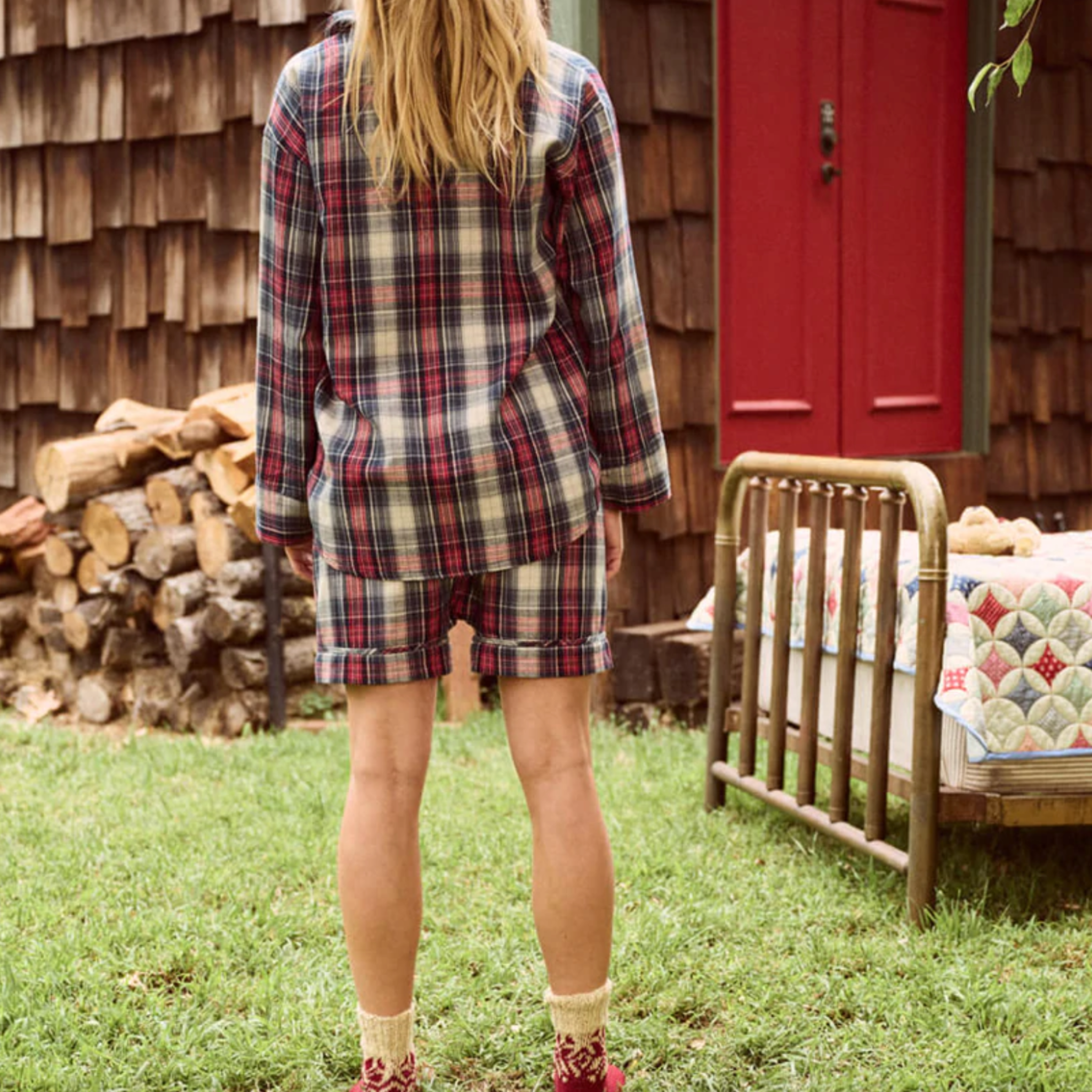 The Great Square Pajama Set in Winter Cabin Plaid - Shoppe Details and Design