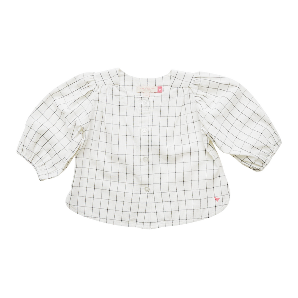 Pink Chicken - Girls Brooke Top in Windowpane - Shoppe Details and Design