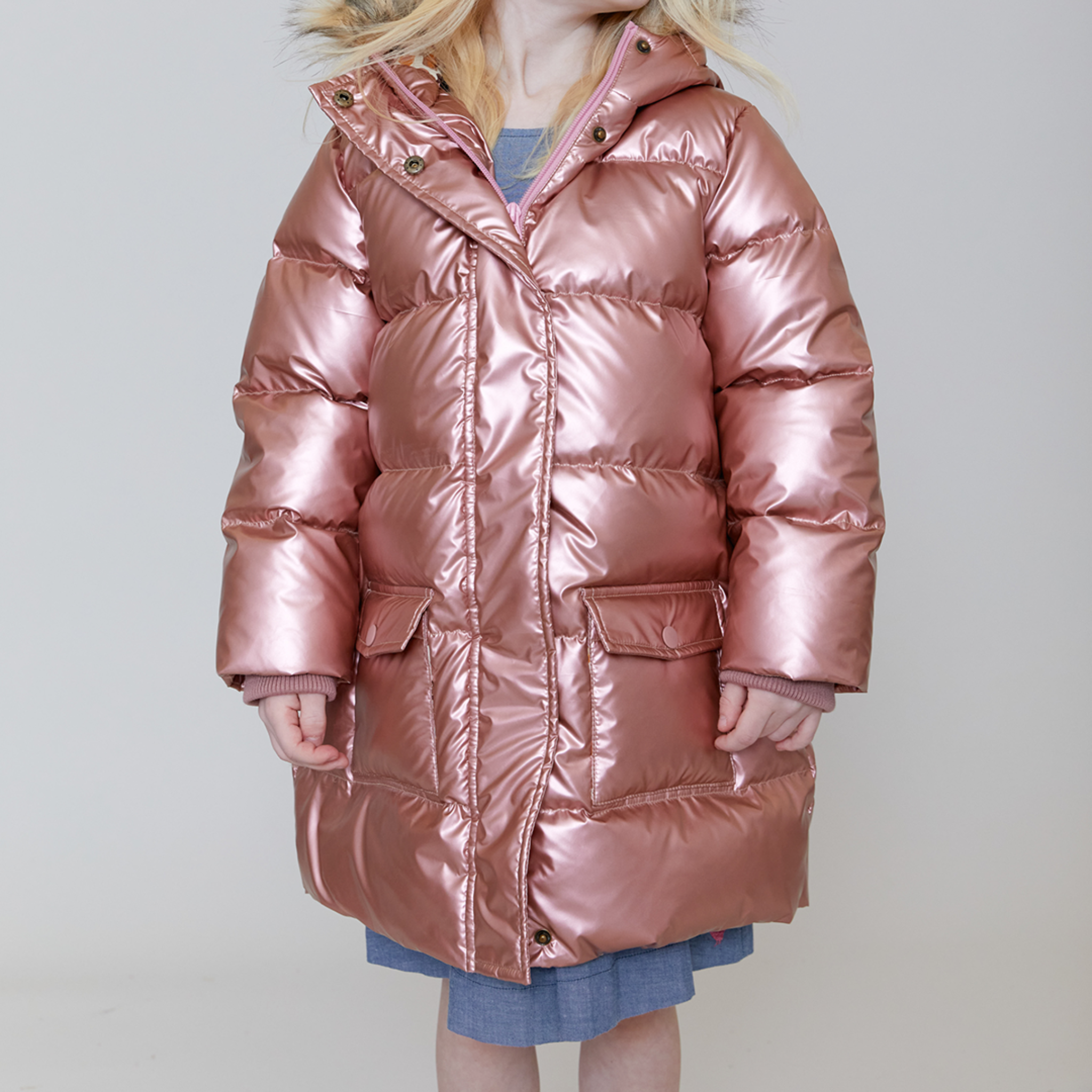 Pink Chicken - Girls Paulina Puffer in Pink Metallic - Shoppe Details and Design