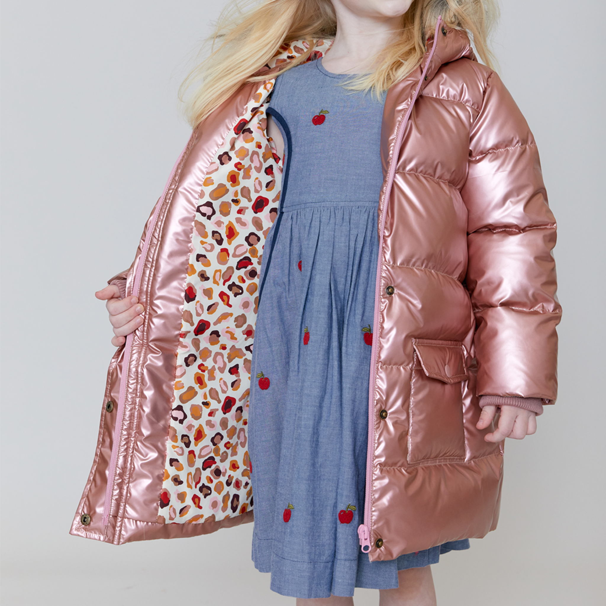 Pink Chicken - Girls Paulina Puffer in Pink Metallic - Shoppe Details and Design