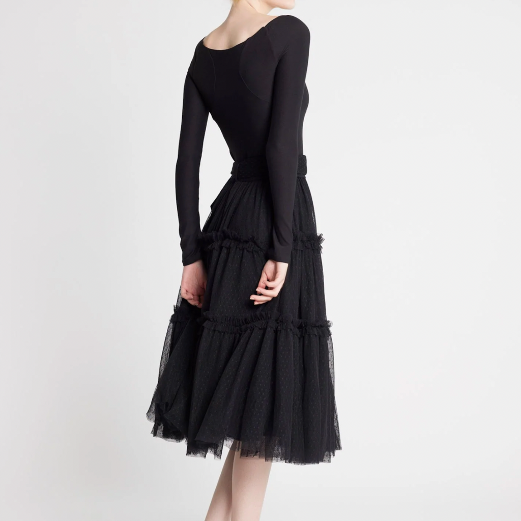 Mille Chloe Skirt in Sheer Black Tulle