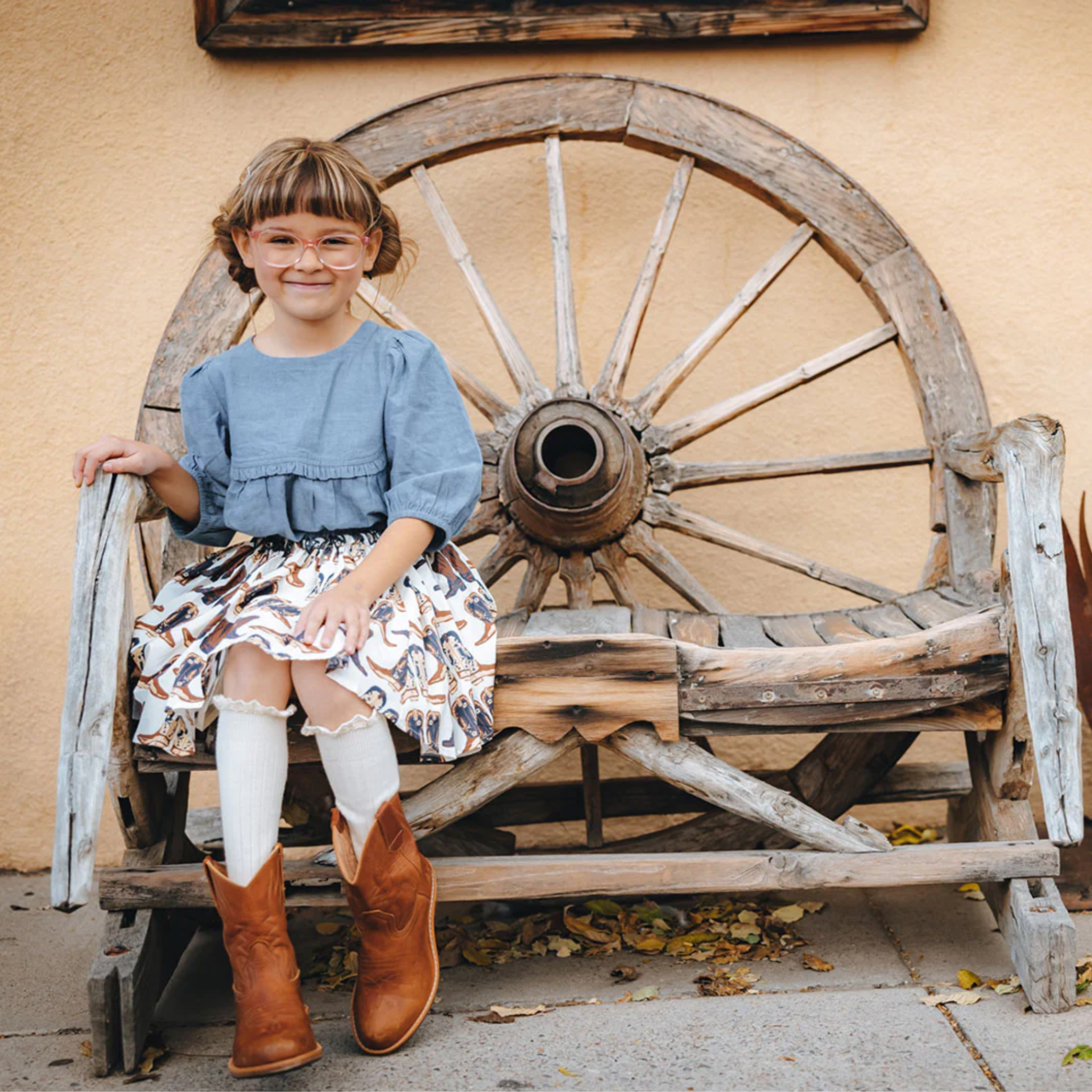 Pink Chicken - Girls Rowan Top in Chambray - Shoppe Details and Design