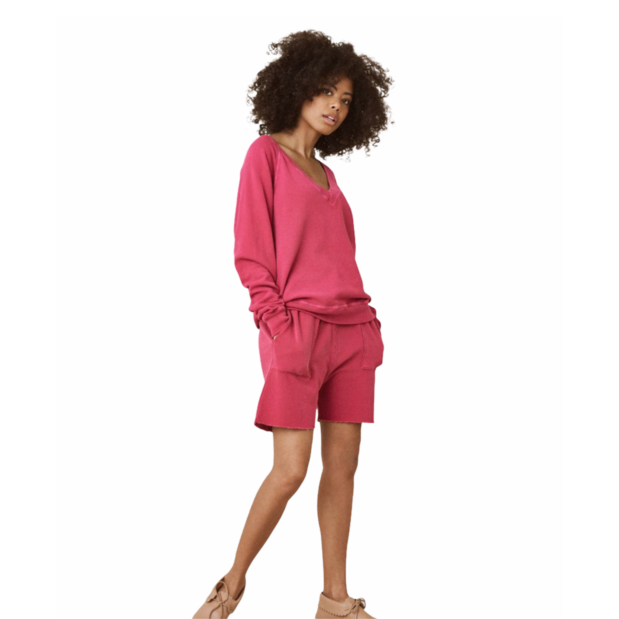 The Great Patch Pocket Sweat Short in Raspberry Pink Jam - Shoppe Details and Design