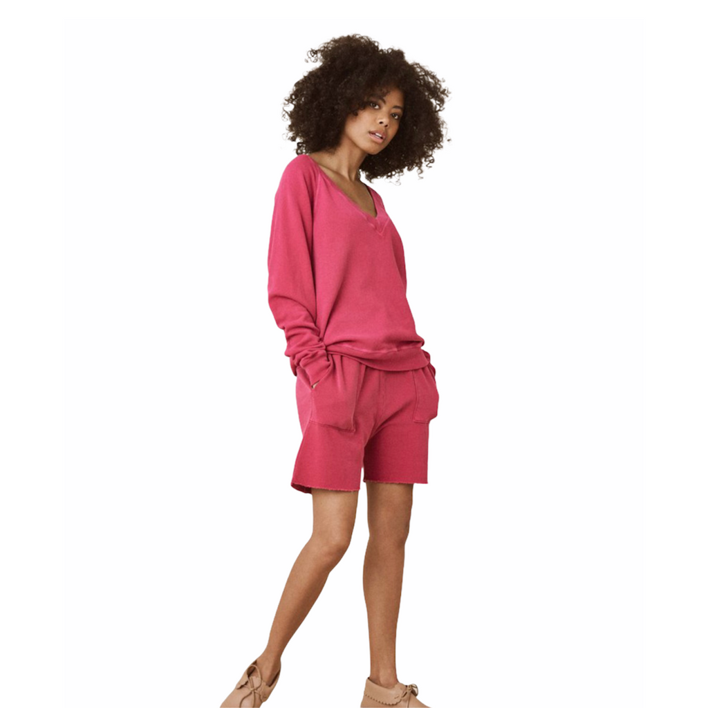 The Great Patch Pocket Sweat Short in Raspberry Pink Jam