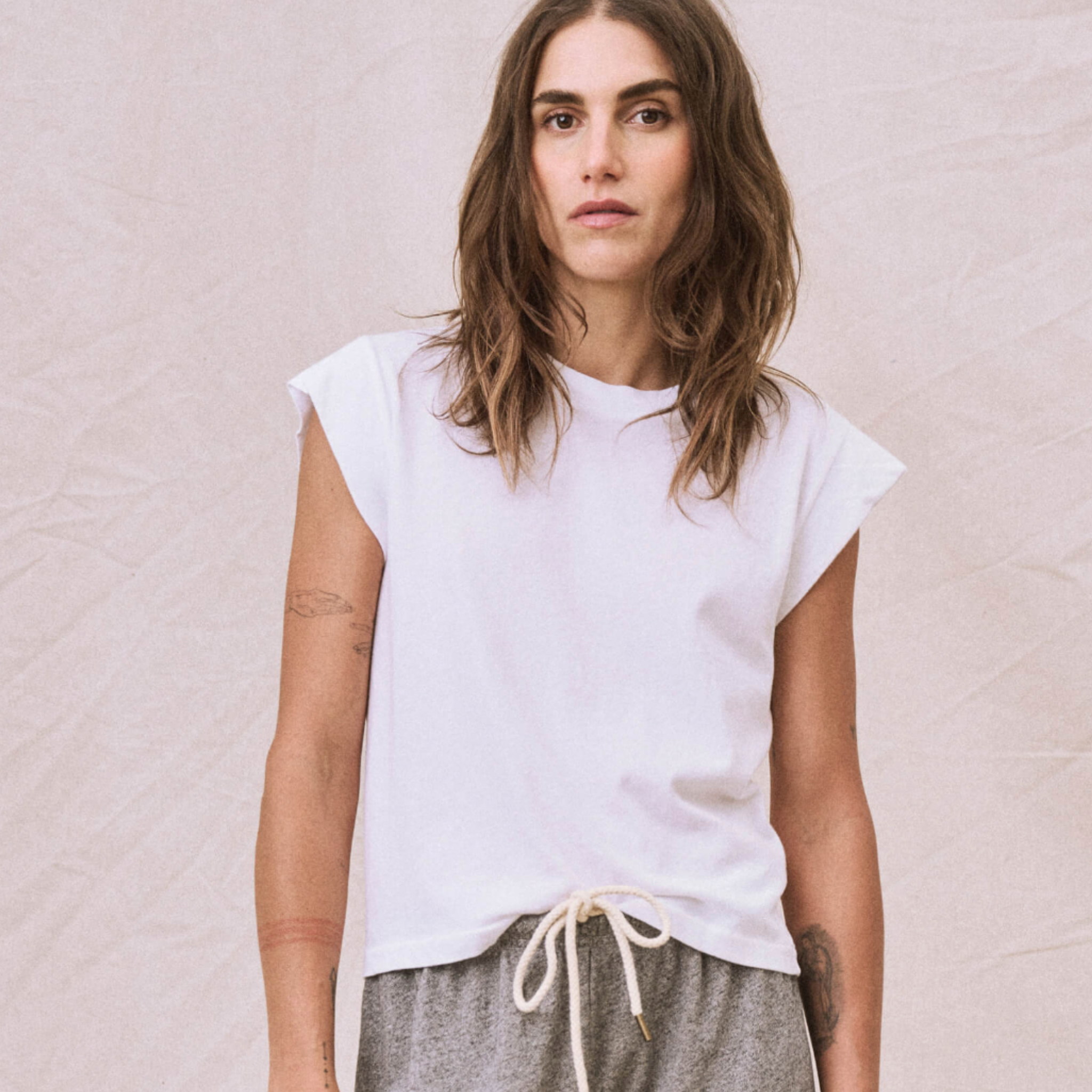 The Great Peak Shoulder Tee in True White - Shoppe Details and Design