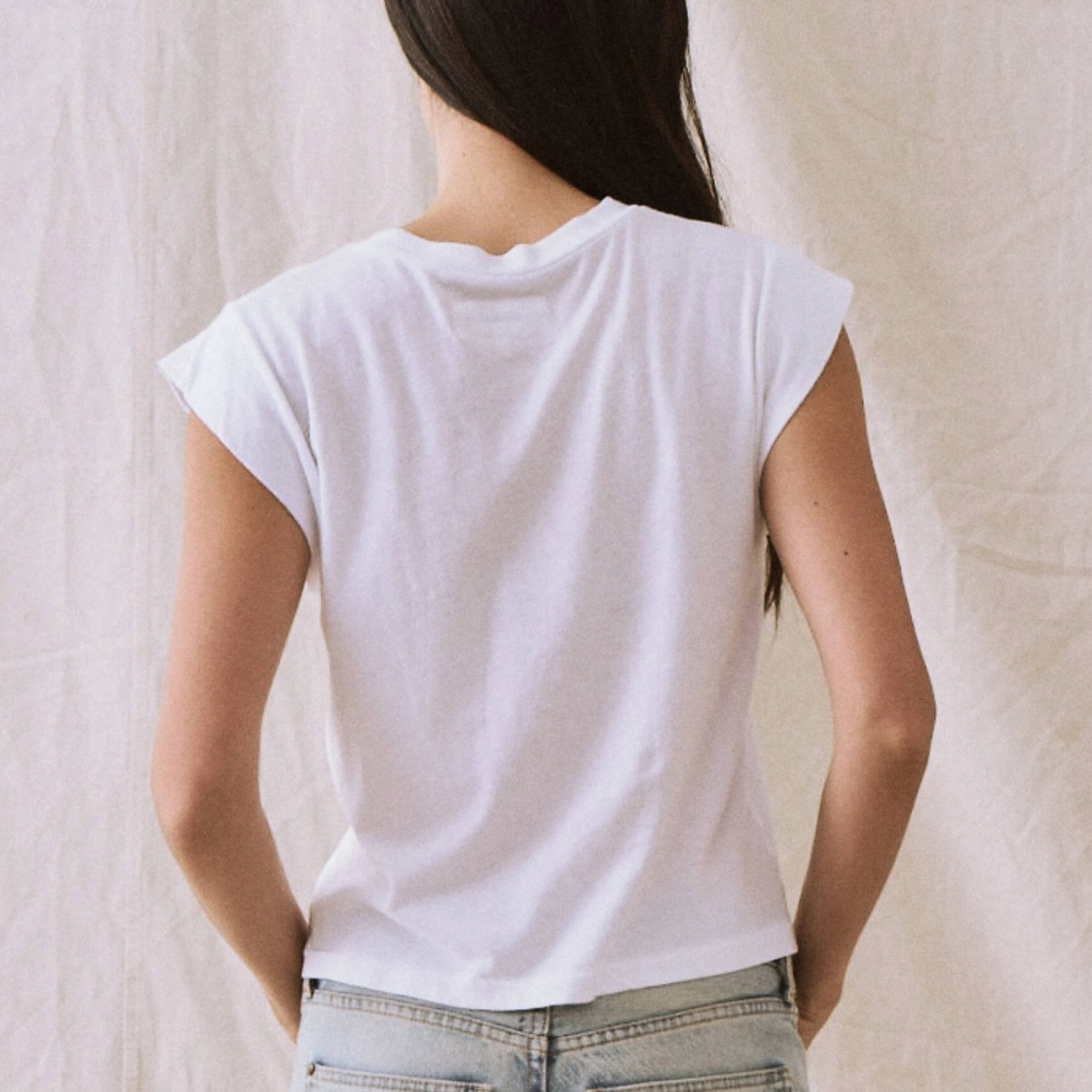 The Great Peak Shoulder Tee in True White - Shoppe Details and Design