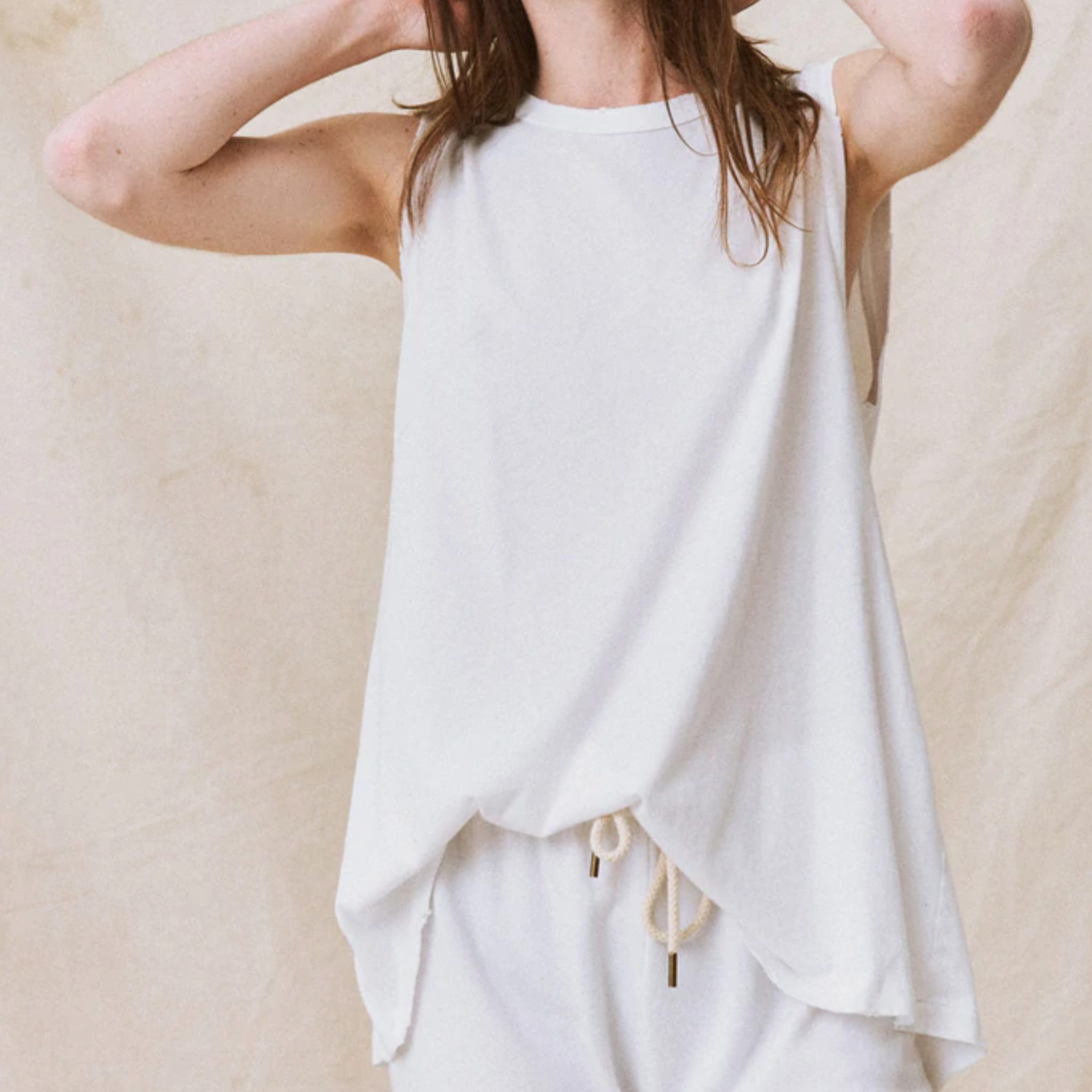 The Great Sleeveless Crew Top in Washed White - Shoppe Details and Design