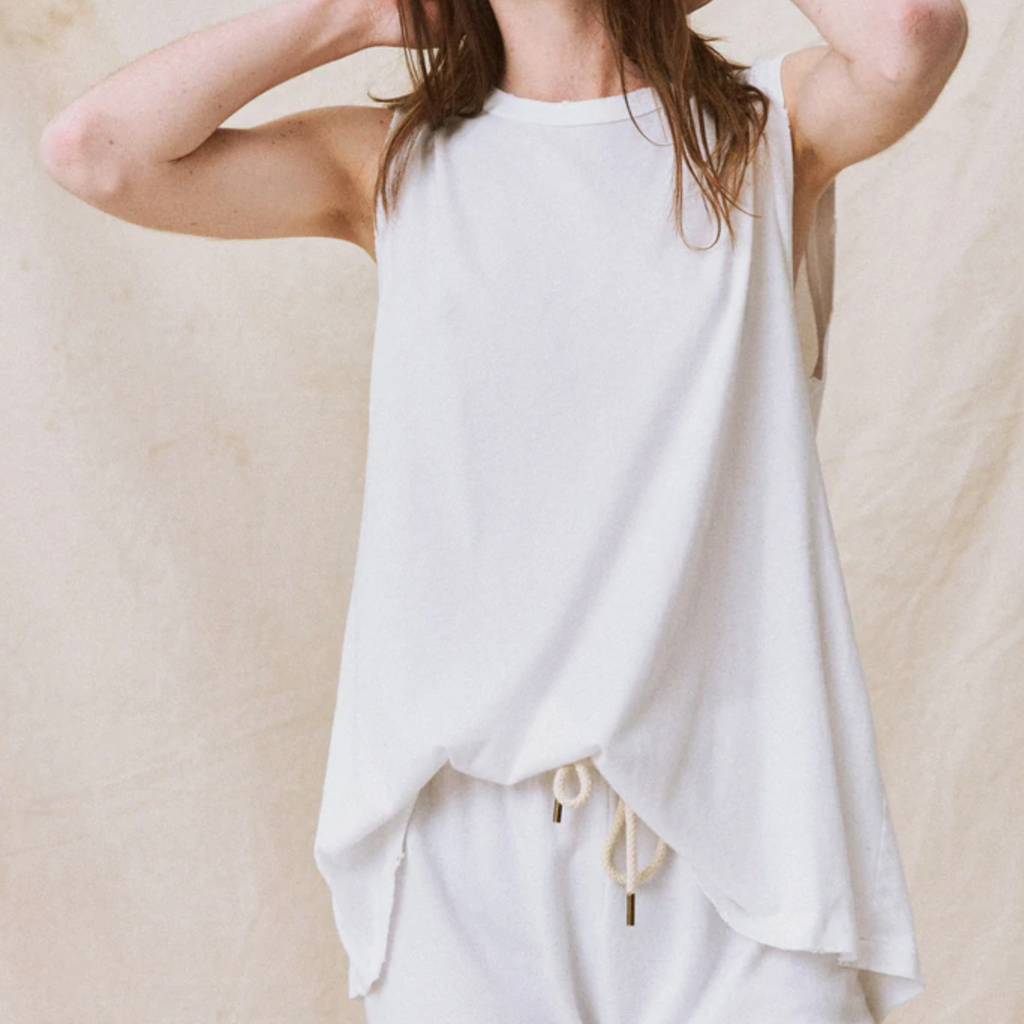 The Great Sleeveless Crew Top in Washed White