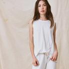 The Great Sleeveless Crew Top in Washed White - Shoppe Details and Design