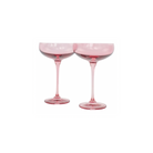 Estelle Colored Glass Rose Champagne Coupe Set - Set of 2 - Shoppe Details and Design