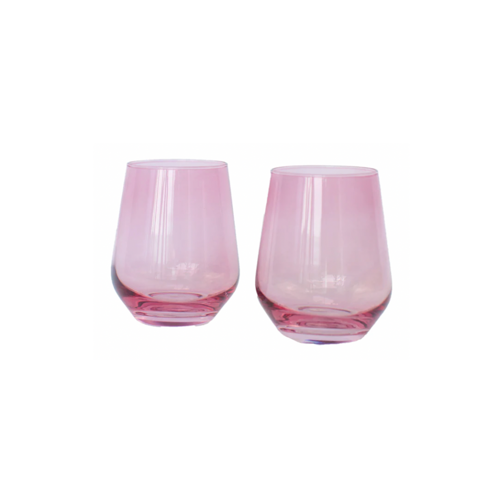 Estelle Colored Rose Wine Stemless - Set of 2