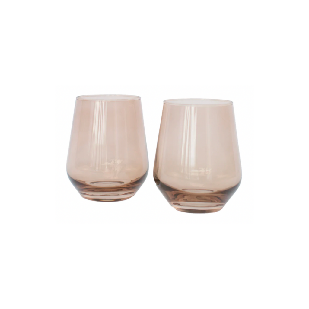 Estelle Colored Wine Stemless Amber Smoke - Set of 2