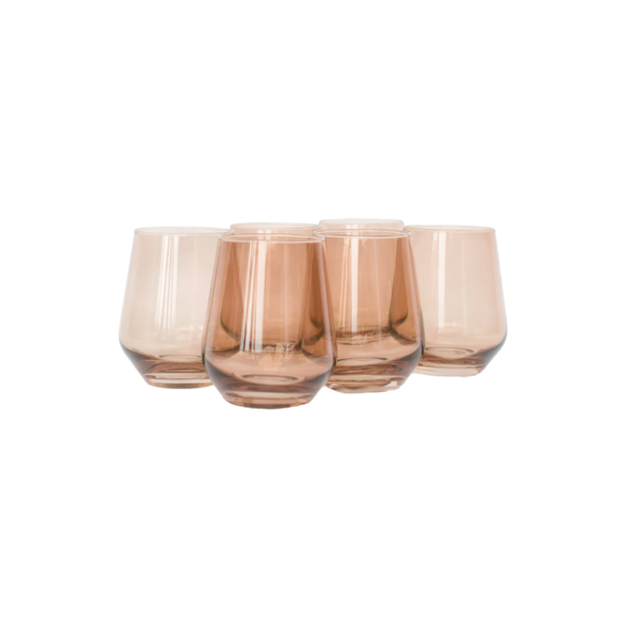 Estelle Colored Glass Amber Smoke Wine Stemless - Set of 6 - Shoppe Details and Design