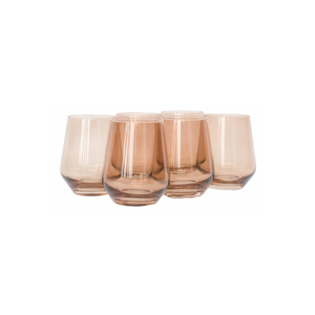 Estelle Colored Wine Stemless Amber Smoke - Set of 6