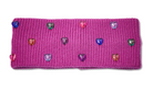 magenta heart rainbow headband and jelly ear warmer.
