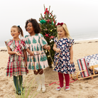 pink chicken girls raphaela dress in holiday tartan.