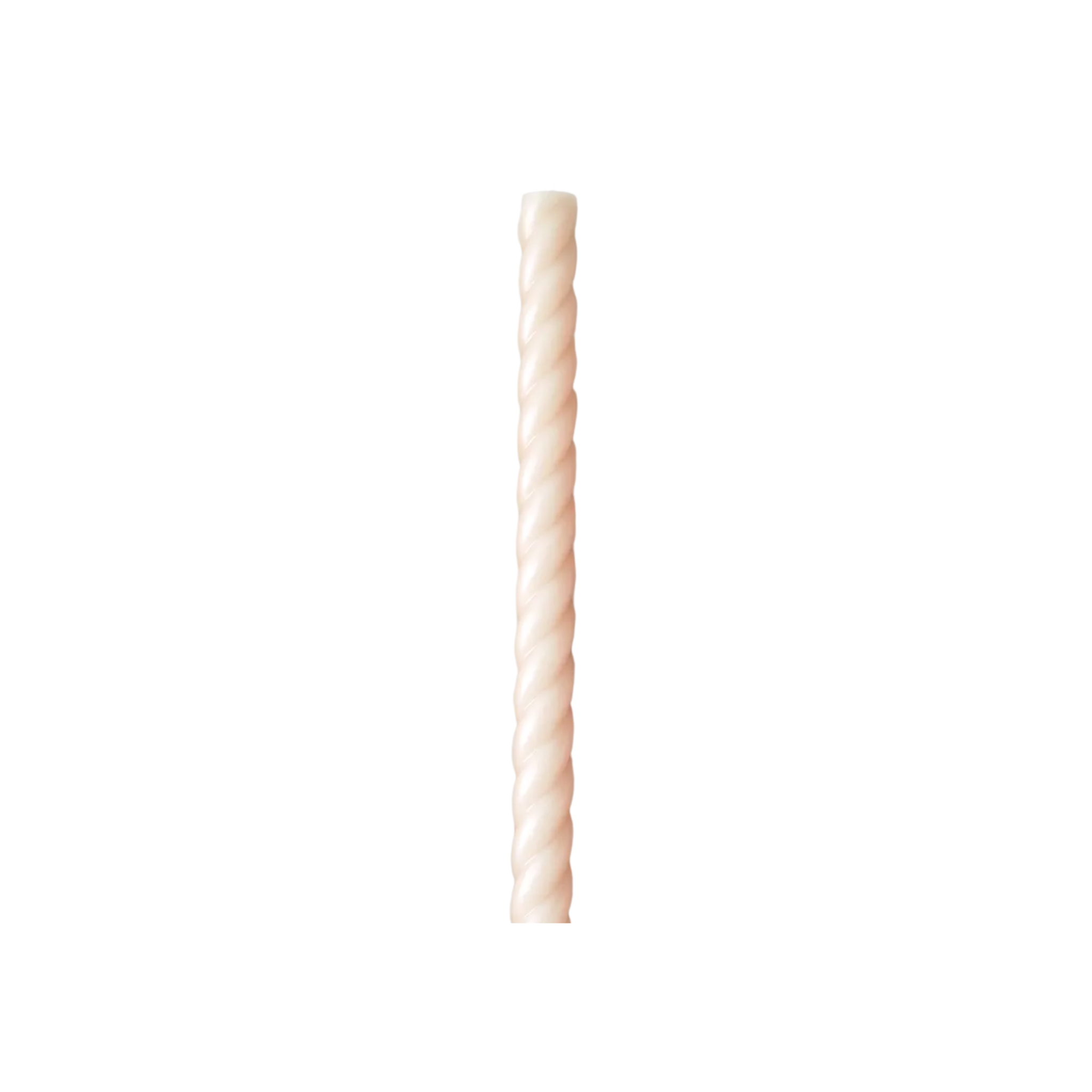Set of two blush 10" twisted rope taper candles, hand-poured from pure beeswax in New York, burn clean and bright.