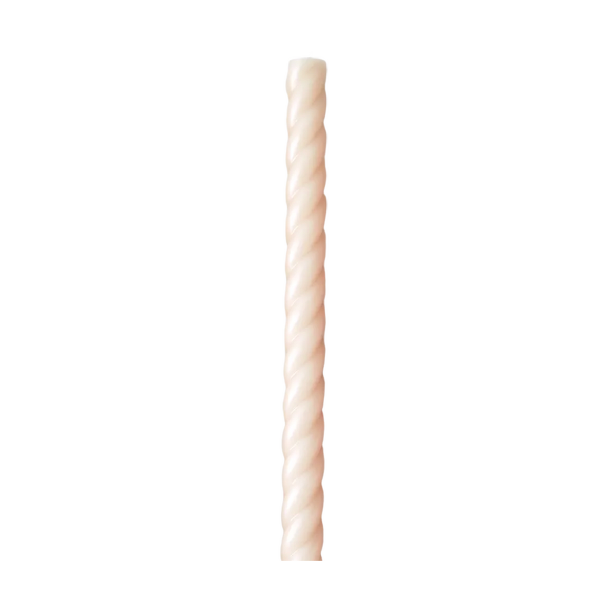 single blush 10" twisted rope taper candle, hand-poured from pure beeswax in New York, burn clean and bright.