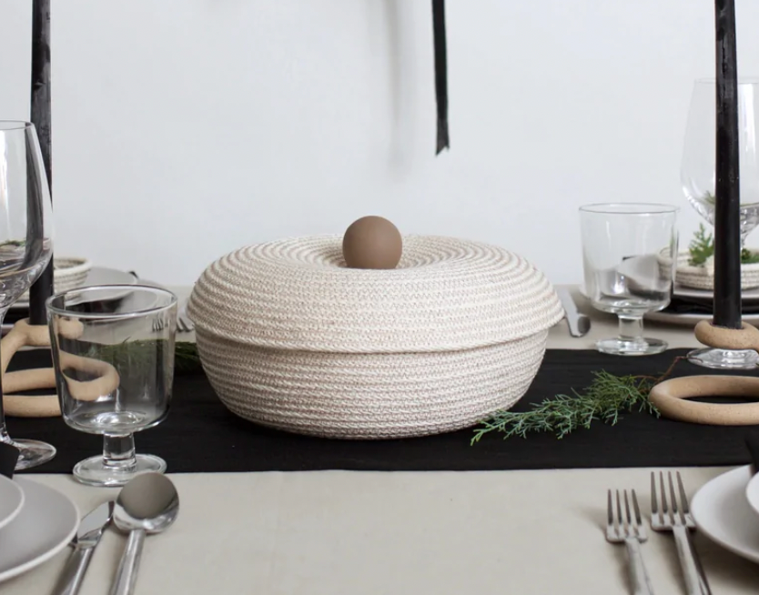 Table Basket with Knob - Taupe - Shoppe Details and Design.