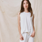 The Great Sleeveless Crew Top in Washed White - Shoppe Details and Design.