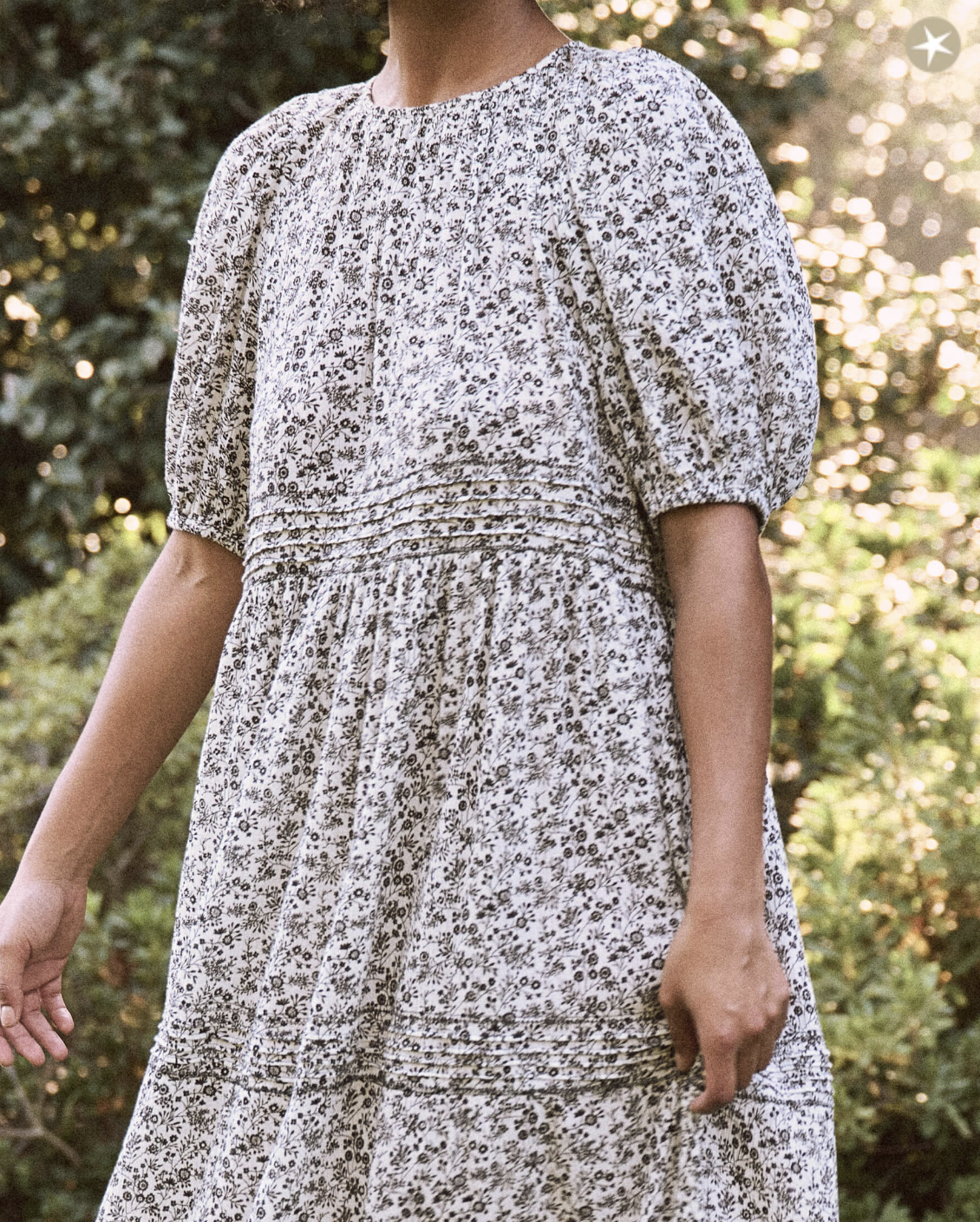 The Great Songbird Dress in Black and White Floral Print with Bows - Shoppe Details and Design.